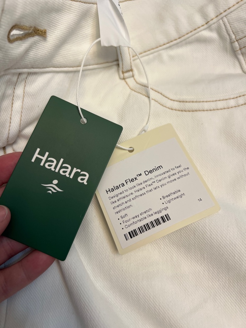 HALARA ASYMMETRIC WHITE STRETCH DENIM WIDE LEG JEANS PANTS  SIZE XS NEW - Picture 8 of 16